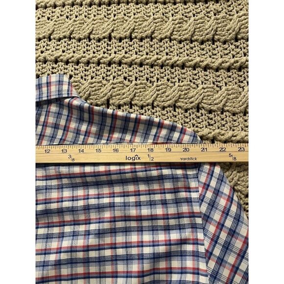 Lands End Mens Supima No‎ Iron Oxford Shirt XL 17-17.5 Plaid 100% Cotton - Picture 11 of 12